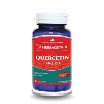 Quercetin + Vitamina D3, Herbagetica (Gramaj: 30 capsule, Concentratie: 400 mg)