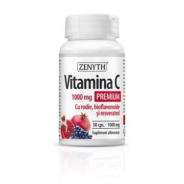 Vitamina C Premium 1000 mg cu Rodie, Bioflavonoide și Resveratrol, Zenyth (Gramaj: 60 capsule, Concentratie: 1000 mg)