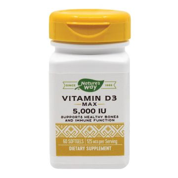 Vitamina D3 5000 UI SECOM Natures Way (Ambalaj: 60 capsule moi)