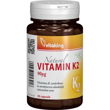 Vitamina K2 naturala 90 mcg Vitaking 30 capsule (TIP PRODUS: Suplimente alimentare, Concentratie: 90 mcg)