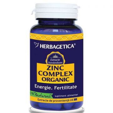 Zinc Complex Organic Herbagetica capsule (Ambalaj: 120 capsule, TIP PRODUS: Suplimente alimentare, Concentratie: 465 mg)