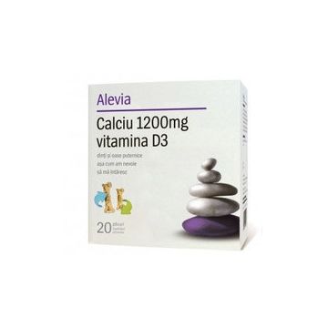 Calciu cu vitamina D3 orosolubil 20 plicuri Alevia (Ambalaj: 20 plicuri)