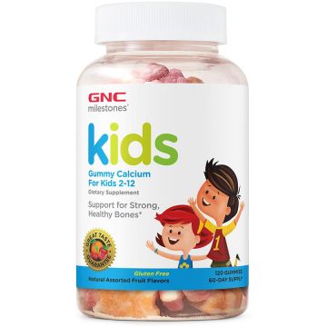Gnc Milestones Kids Calcium Gummy, Calciu Pentru Copii 2-12 Ani,120 Jeleuri Cu Aroma De Fructe