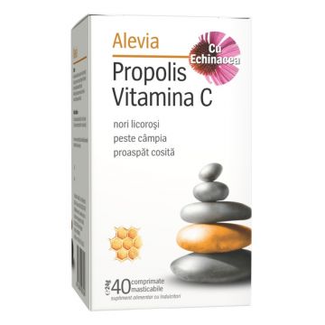 Propolis Vitamina C cu Echinacea, 40 comprimate, Alevia