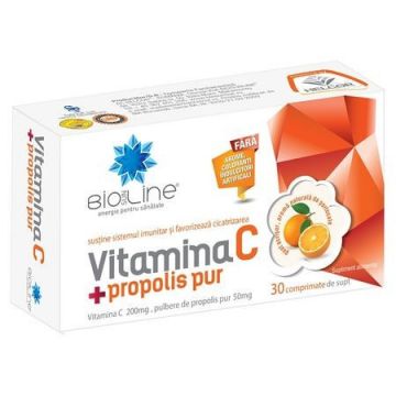 Vitamina C + Propolis Helcor, 30 comprimate de supt (Ambalaj: 30 comprimate)