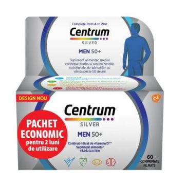 Centrum Silver 50+ pentru barbati, 60 comprimate, Gsk