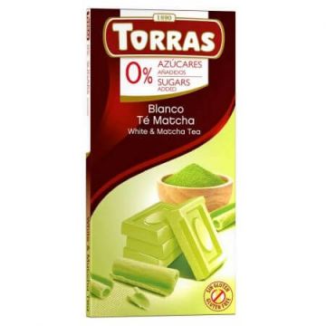 Ciocolata alba cu ceai macha, 75 g, Torras Ciocolata alba cu ceai macha, 75 g, Torras