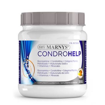CONDROHELP – Colagen Marin Hidrolizat Pulbere cu 5000 Mg per Doza Zilnică + Glucozamină + Condroitină + Acid Hialuronic Vitamina C + Cupru + Mangan pentru Sistemul Osos, Articulații, Tendoane, Cartilaje – Cutie cu 350 g, Marnys