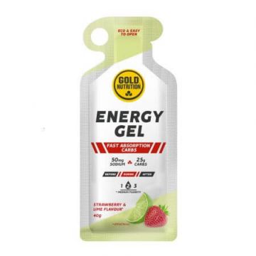 Gel energizant cu aroma de capsuni si lime Energy, 40 g, Gold Nutrition