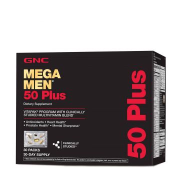 Mega Men 50 Plus Vitapak Complex De Multivitamine Barbati 50 Plus, 30 Pachetele -GNC