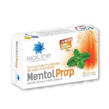 Mentol prop cu propolis 25 mg și mentă naturală Bioline, 30 comprimate, Helcor