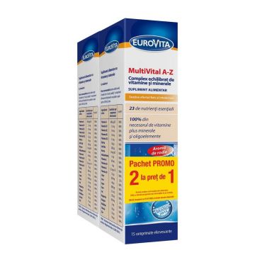 Multivital A-Z, 15 + 15 comprimate efervescente, Eurovita Multivital A-Z, 15 + 15 comprimate efervescente, Eurovita