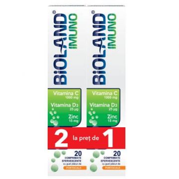 Pachet Bioland Imuno Vitamina C, 20+20 comprimate efervescente, Biofarm