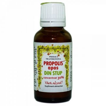 Propolis apos din stup fara alcool, 30 ml, Prisaca Transilvania