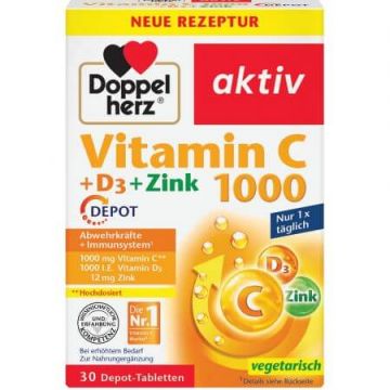 Vitamina C 1000 mg + D3 + Zinc, 30 comprimate, Doppelherz Vitamina C 1000 mg + D3 + Zinc, 30 comprimate, Doppelherz