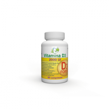 Vitamina D3 Forte 2000 UI, 60 comprimate, Justin Pharma