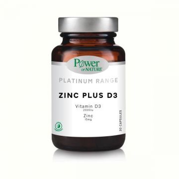 Zinc 15 mg plus Vitamina D3 2000 IU, 30 capsule, Platinum, Power of Nature