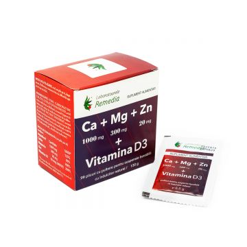 Ca+Mg+Zn+Vit D3, 20 plicuri, Remedia