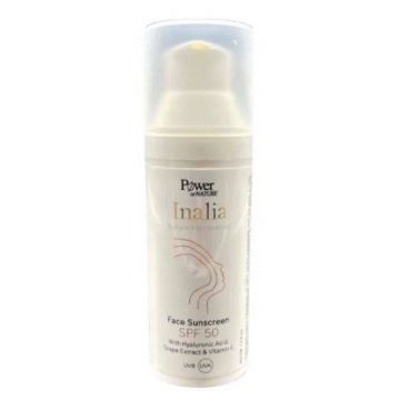 Crema protectie solara pentru fata SPF50 cu Acid Hialuronic si Vitamina E 50ml - Inalia