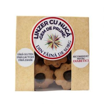 Linzer din faina de sorg cu nuca si gem de prune pentru diabetici, 130 g, Daycome