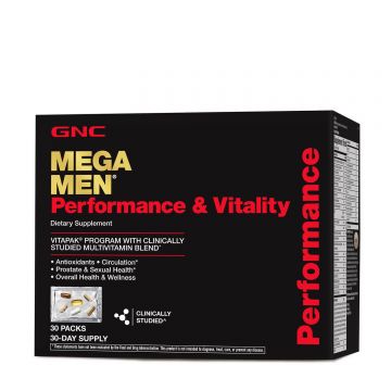 Mega Men® Performance & Vitality Vitapak®, Complex de Multivitamine pentru Barbati, Performanta si Vitalitate, 30 pachetele, GNC