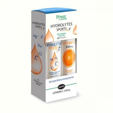 Pachet HYDROLYTES SPORTS Stevia 20tb + VITAMINA C 500mg, 20tb efervescente - Power of Nature