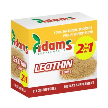 Pachet Lecitina 1200mg (AV121), 2x30 capsule, Adams Vision Pachet Lecitina 1200mg (AV121), 2x30 capsule, Adams Vision