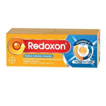 Redoxon Triple Action Vitamina C, D și Zinc, 10 comprimate, Bayer (Concentratie: 10 comprimate)