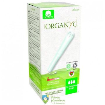 Tampoane Super Organyc cu aplicator din bumbac organic 14 buc