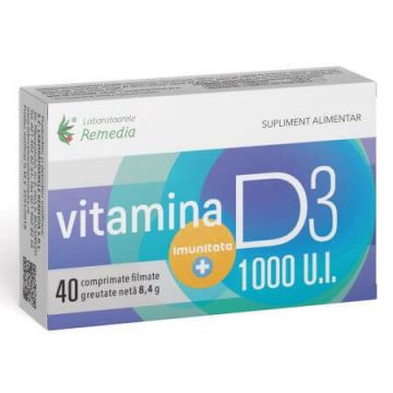 Vitamina D, 1000 UI, 40 comprimate, Remedia