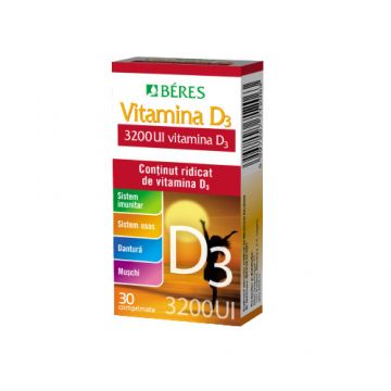 Vitamina D3, 3200 UI, Béres, 30 comprimate (Ambalaj: 30 comprimate)