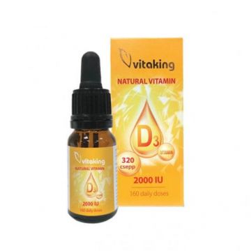 Vitamina D3 natural picaturi, 2000UI, 10ml, Vitaking