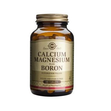 Calciu cu magneziu si boron, 100 tablete, Solgar (TIP PRODUS: Suplimente alimentare, Concentratie: 100 capsule)