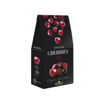 Cirese in ciocolata neagra belgiana 80%, 80 g, Amaresti