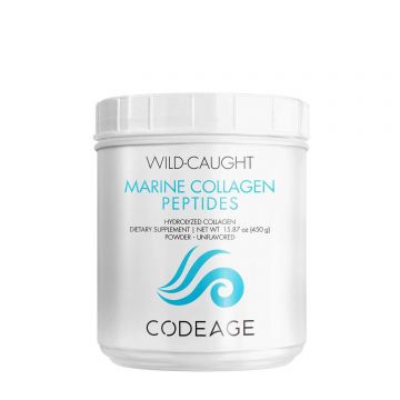 Code Age Wild-Caught Marine Hydrolyzed Collagen Peptides Powder Type I and III, Colagen Marin din Pesti Salbatici Tip I si III, 450 g, GNC