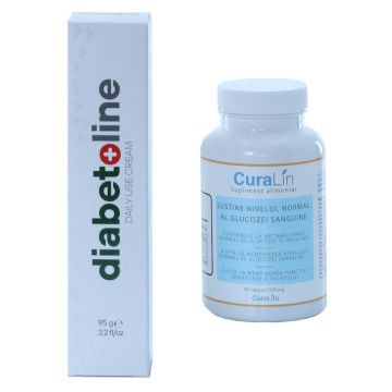 Curalin 500mg 90 cps + Diabetoline crema diabetici 95g PROMO Pachet Special