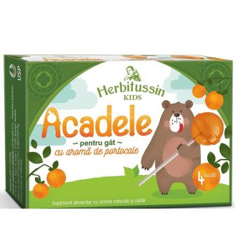 Herbitussin Kids acadele cu aroma de portocale, 4 bucati, USP