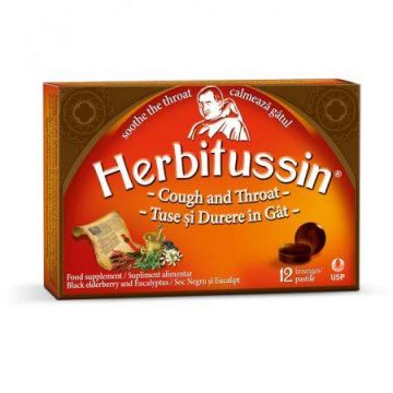 Herbitussin tuse si durere in gat, 12 pastile, USP