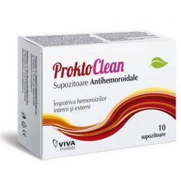 PROKTOCLEAN Supozitoare ANTIHEMOROIDALE 10 Bucati - VITALIA PHARMA