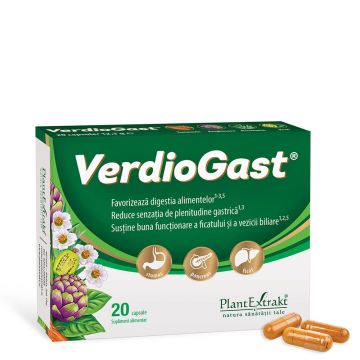 Supliment alimentar pentru arsuri gastrice VerdioGast, 20 capsule, PlantExtrakt