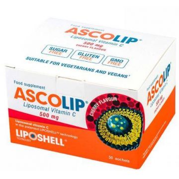 VITAMINA C LIPOZOMAL Cu aroma de cirese 500mg 30 plicuri - ASCOLIP