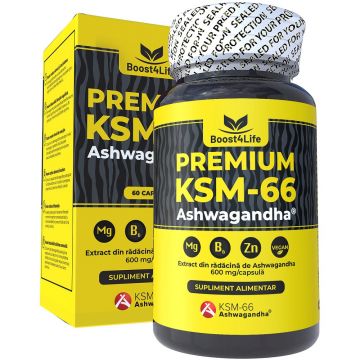 Ashwagandha KSM-66 Premium, Boost4Life, 60 capsule vegane