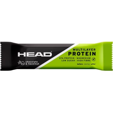 Baton proteic Fara gluten cu ciocolata si alune de padure 55g - Head multilayer
