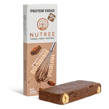Baton proteic raw vegan Protein Fudge, Brownie Praline, 60 g, Nutree