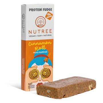 Baton proteic raw vegan Protein Fudge, Cinnamon Roll, 60 g, Nutree