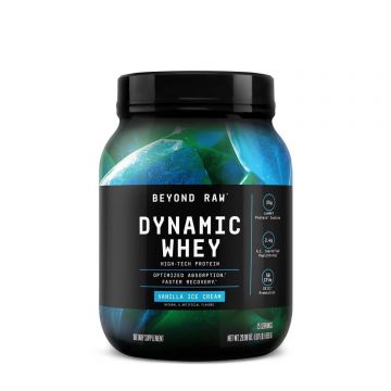 Beyond Raw Dynamic Whey Vanilla Ice Cream, Proteina din Zer cu Aroma de Inghetata de Vanilie, 850 g, GNC