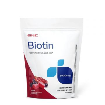 Biotin, Biotina 5000 mcg, 30 Caramele, GNC