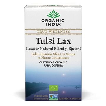 Ceai Tulsi Lax (Busuioc Sfant) Laxativ Natural Bland si Eficient, plicuri Organic Indian