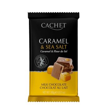 Ciocolată cu lapte cu bucăți de caramel și sare de mare, 300g, Cachet