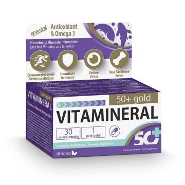 Complex de vitamine și minerale Vitamineral 50+ Gold, 30 capsule, Dietmed